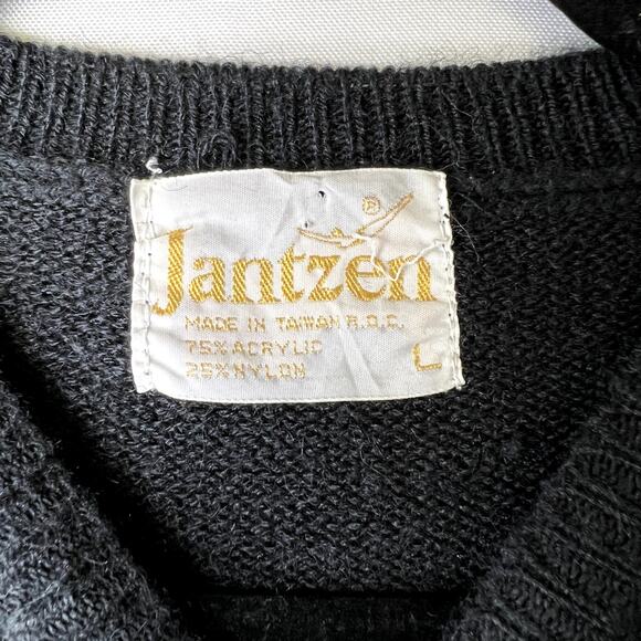 Vintage Jantzen Sweater Folk Art Pullover Crewneck Long Sleeve Black Size Large - Picture 7 of 8
